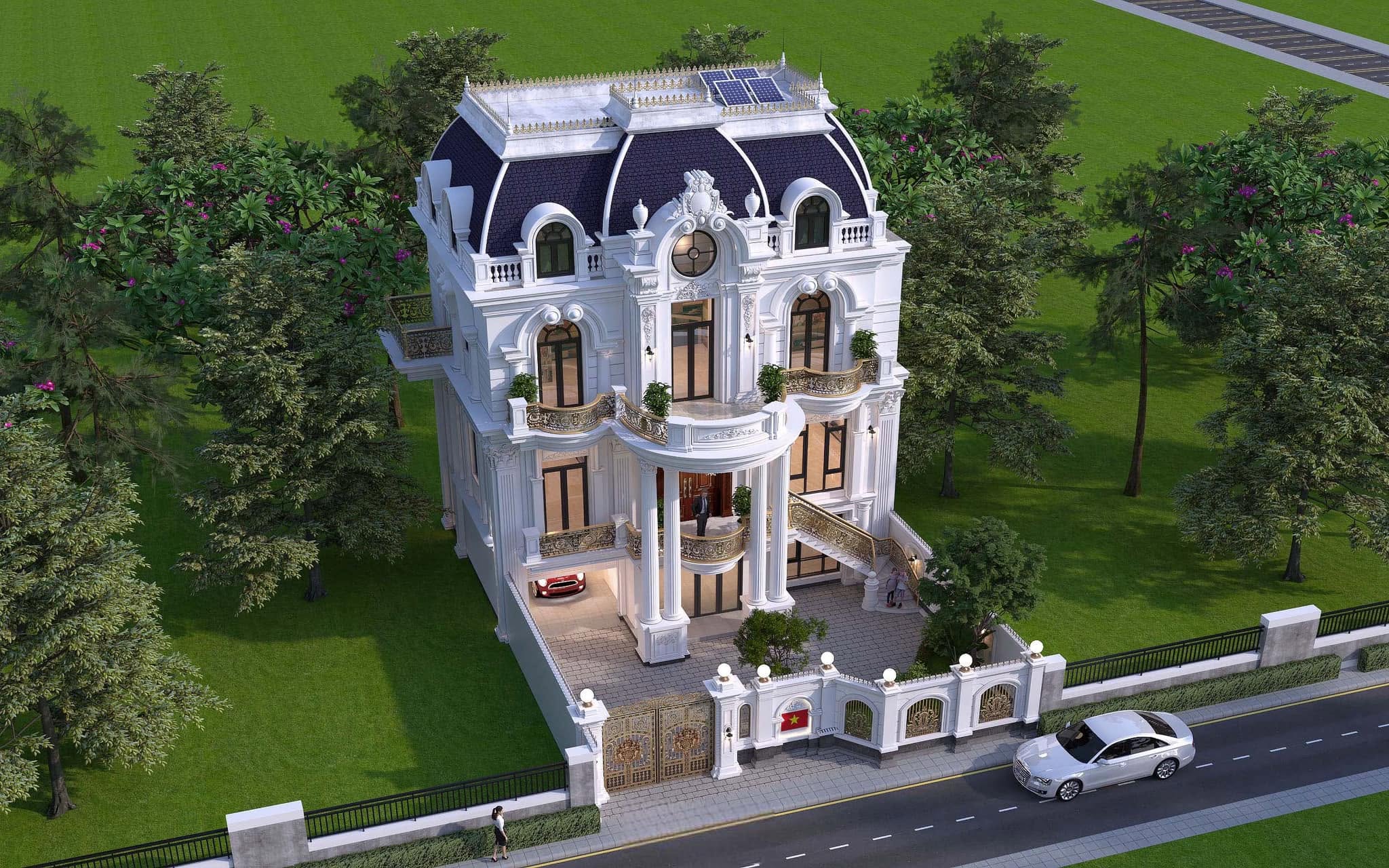 Phối cảnh thiết kế biệt thự 4 tầng tại Hải Phòng