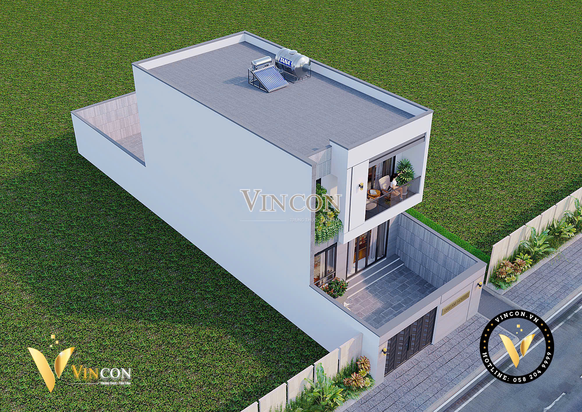 Góc nhìn từ trên cao xuống hệ mái và khoảng lùi