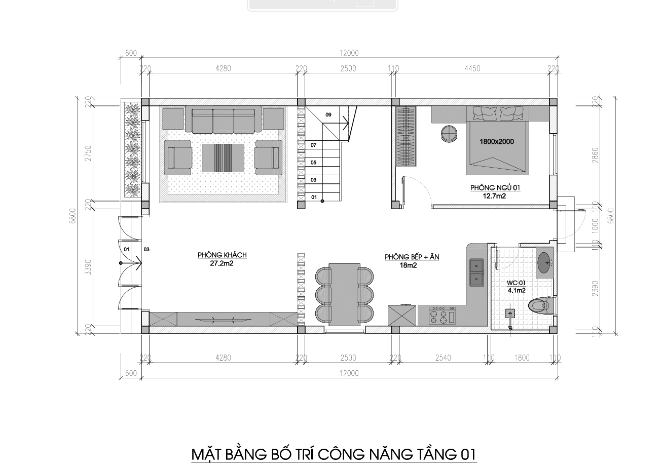 Mặt bằng công năng tầng 1