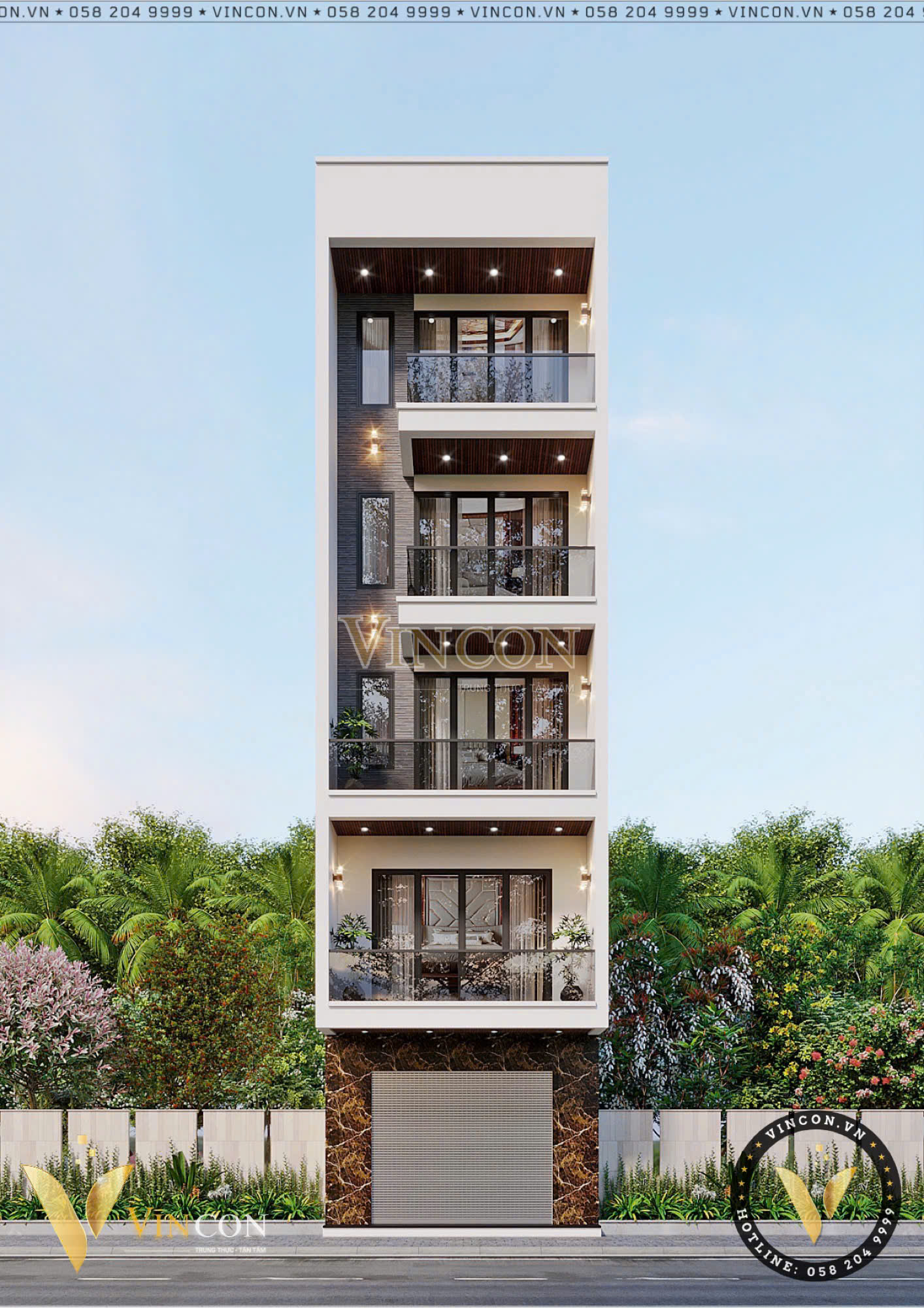 Mẫu Thiết Kế Nhà Phố 5 Tầng 1 Tum 5x18m Kết Hợp Kinh Doanh Hiện Đại